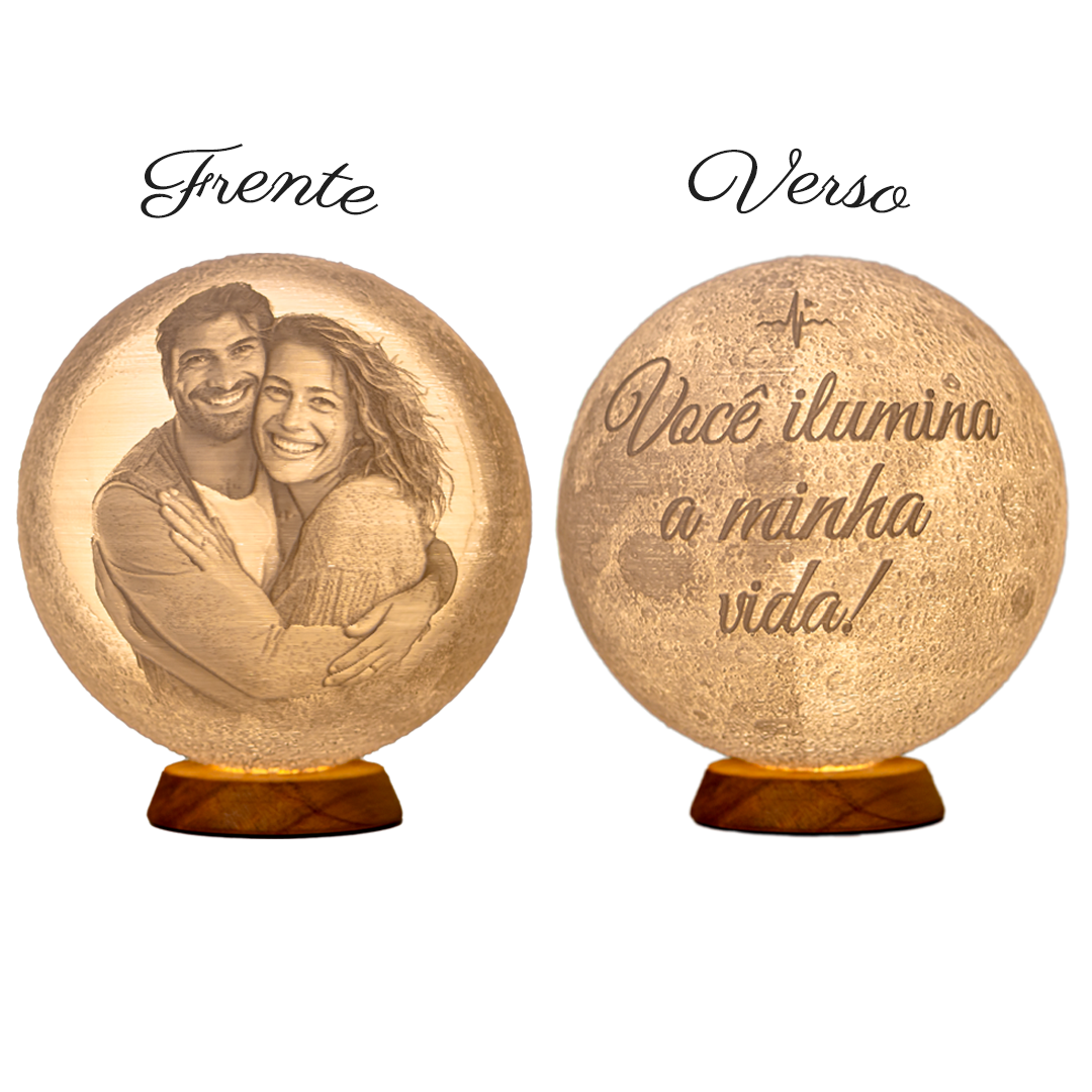 Luminária Lua 3D - Personalizada Com Foto e Frase