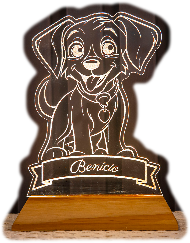 Luminária Infantil Cachorro Personalizada Com Nome