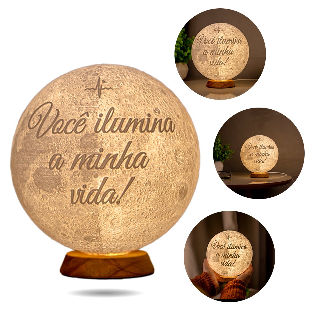 Luminária Lua 3D - Personalizada Com Foto e Frase
