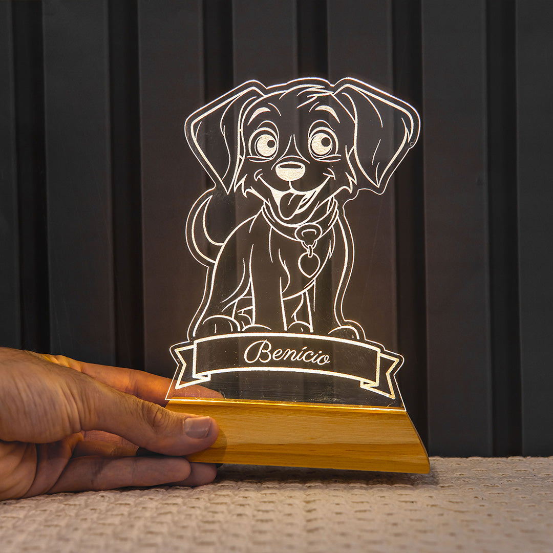 Luminária Infantil Cachorro Personalizada Com Nome