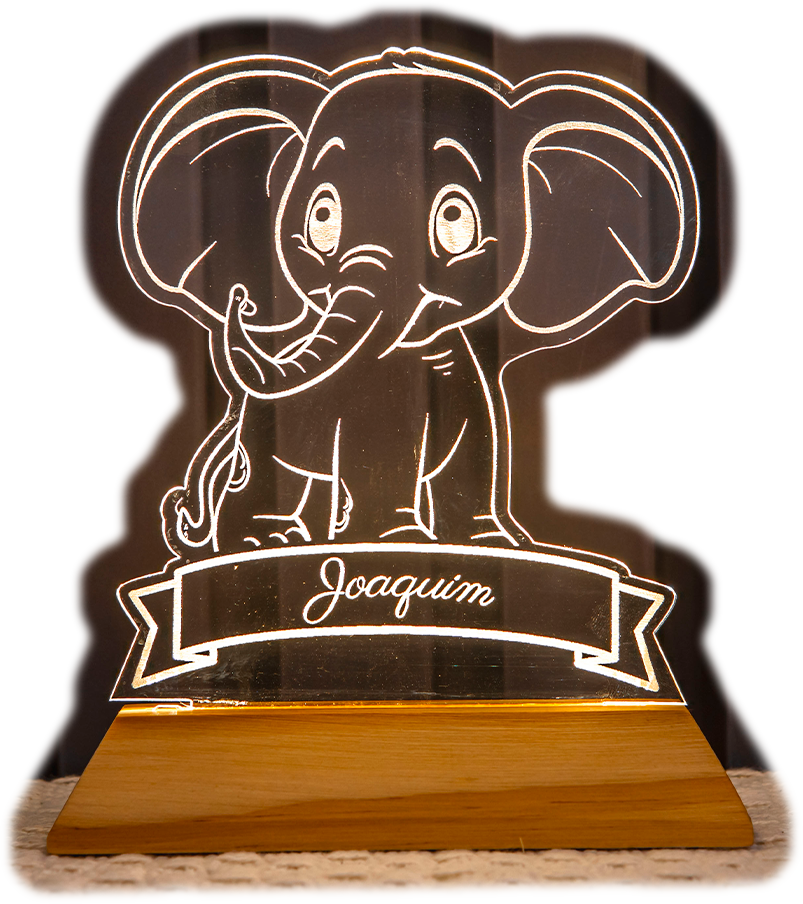 Luminária Infantil Elefante Personalizada Com Nome
