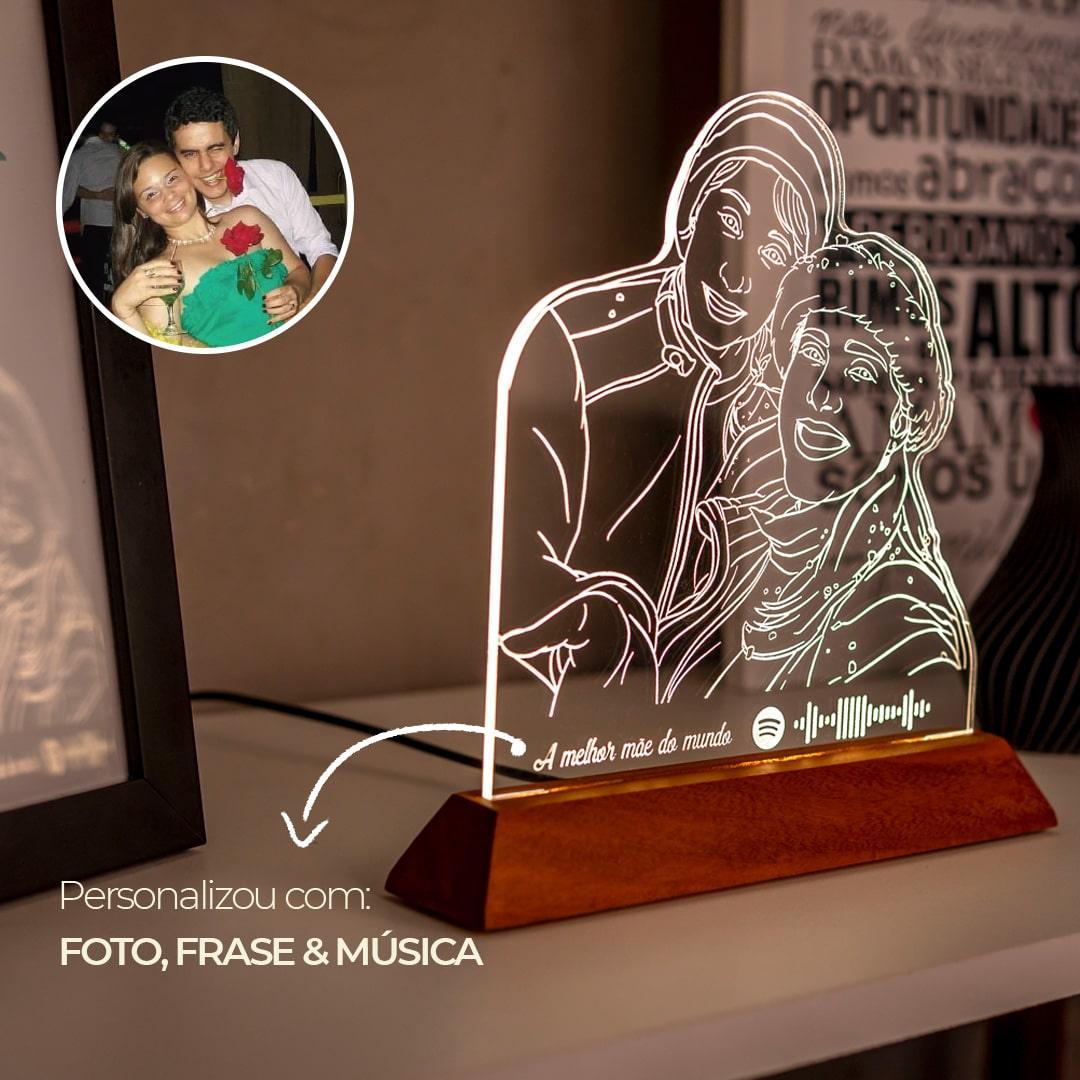 Luminária Mãe - Personalizada Com Foto, Frase e Música