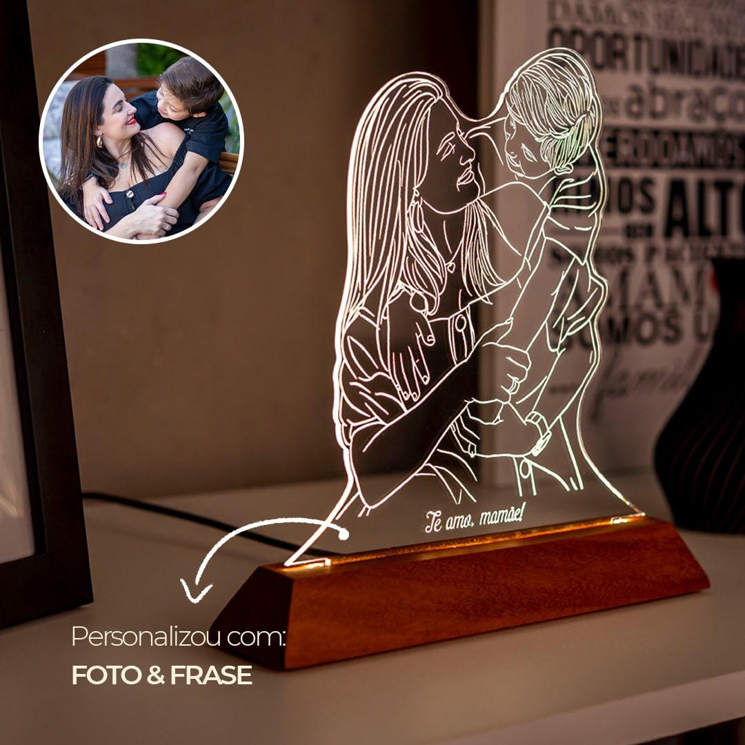 Luminária Mãe - Personalizada Com Foto, Frase e Música