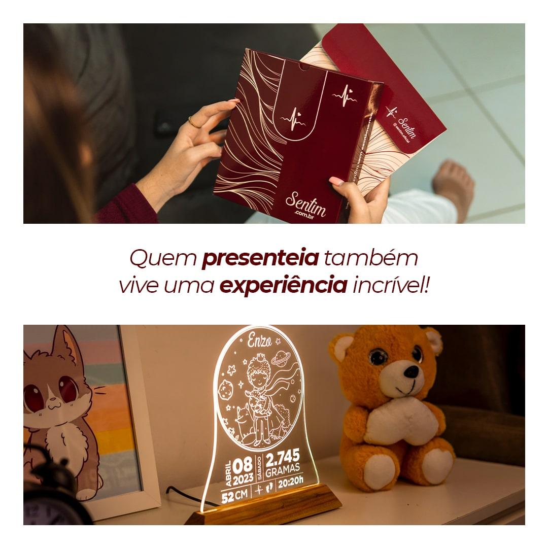 Luminária Nascimento do Bebê Tema Pequeno Príncipe - Personalizada com Informações de Nascimento