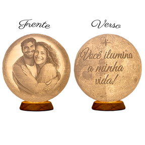 Luminária Lua 3D - Personalizada Com Foto e Frase