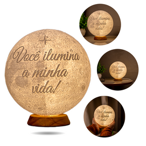 Luminária Lua 3D - Personalizada Com Foto e Frase