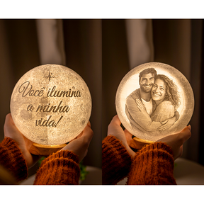 Luminária Lua 3D - Personalizada Com Foto e Frase