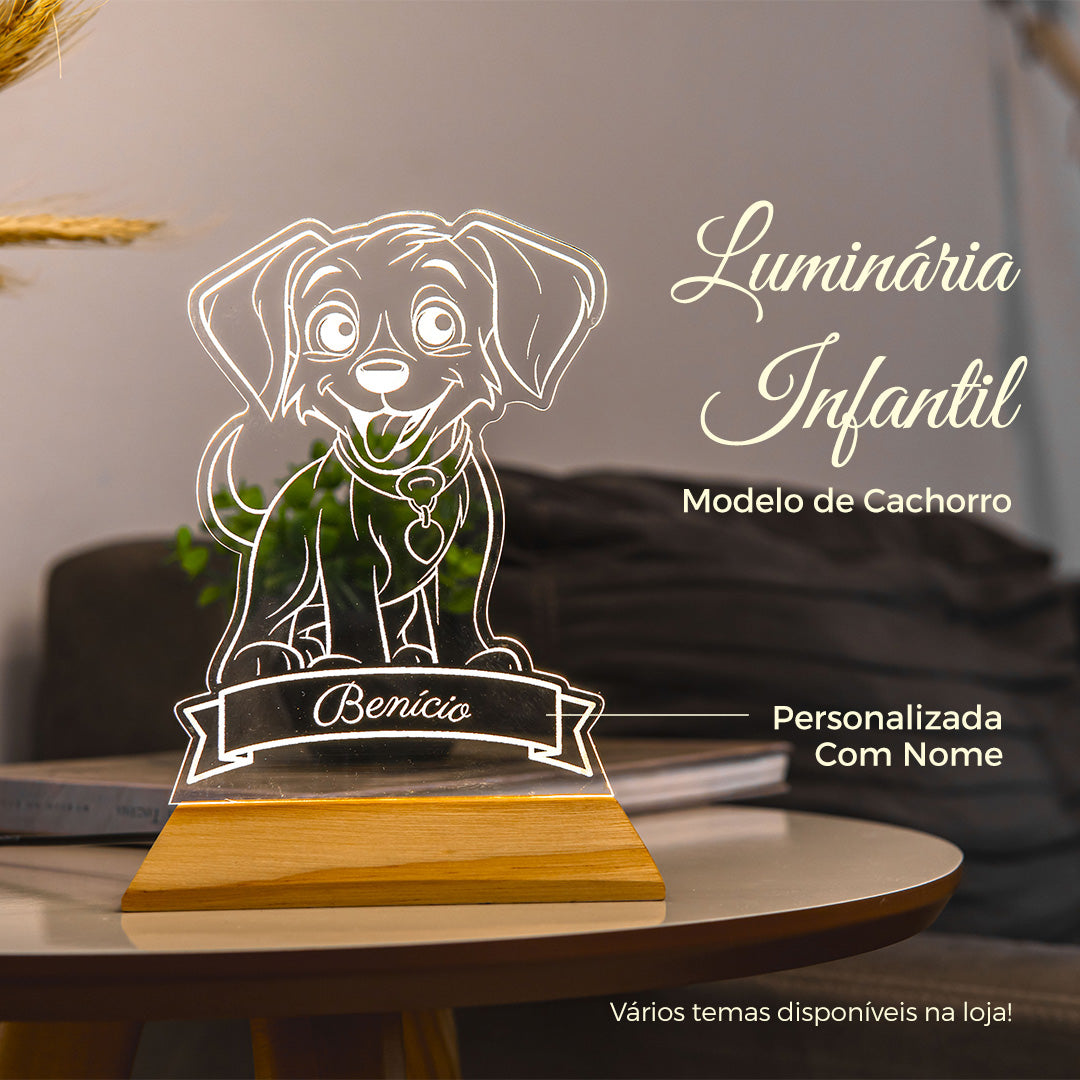 Luminária Infantil Cachorro Personalizada Com Nome