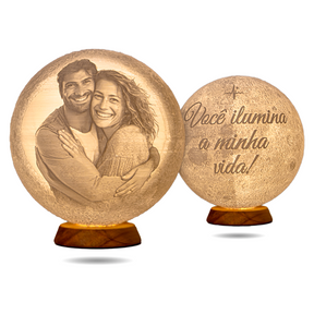 Luminária Lua 3D - Personalizada Com Foto e Frase