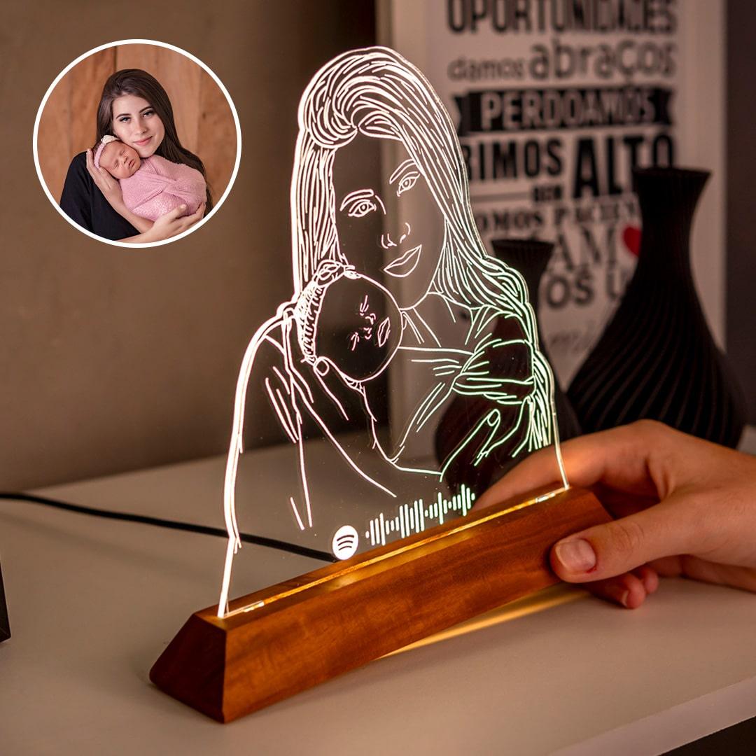 Luminária Mãe - Personalizada Com Foto, Frase e Música